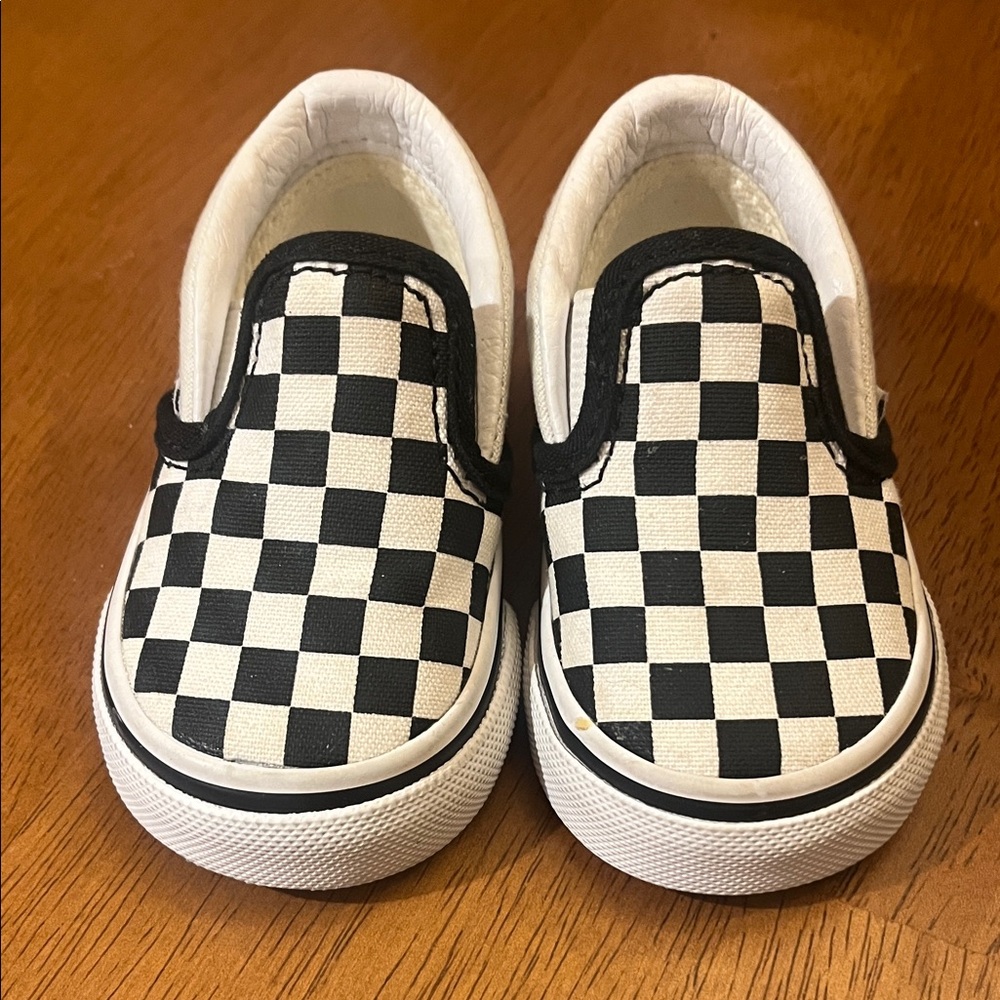 Vans Kids Black and White Checkered Slip-On Sneakers